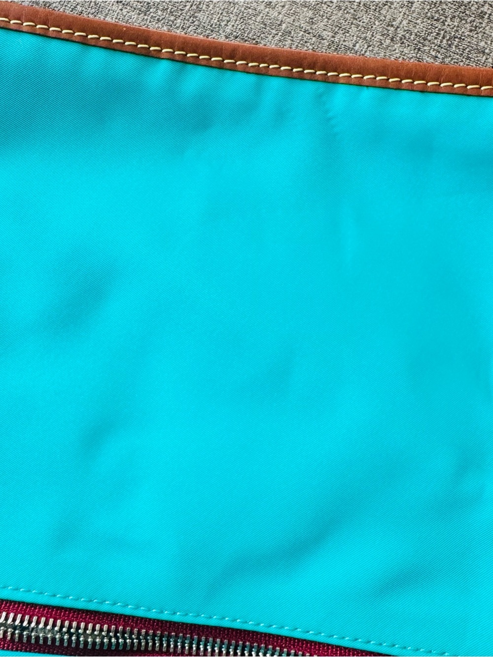 Dooney & Bourke Wayfarer Aqua Nylon Shoulder Hobo with Brown Leather Trim - Picture 4 of 9